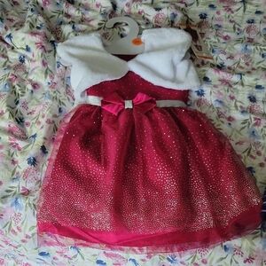 Red and White Sparkly Dress with Bow